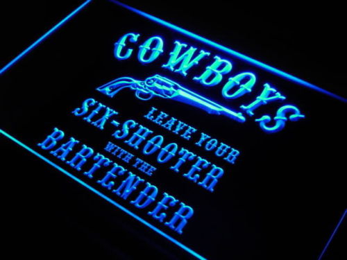 Cowboys Leave Six Shooter LED Neon Sign